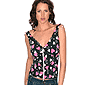 Cameron Diaz style Heart Print Ribbon Tie Top