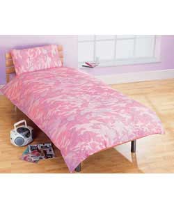Camouflage Single Duvet Cover Set - Pink