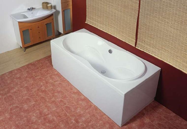 Unbranded Campanula Acrylate Asymmetric Rectangular Bath with Support 170x75cm White