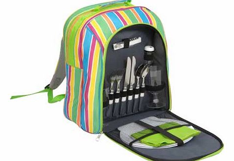 This stylish and practical 2 person picnic pack will allow you to stop in that idyllic spot for a bite to eat whenever you like. With the built-in Acti-cool insulation. the backpack will help keep your food and drink cool when on trips out. Pack incl