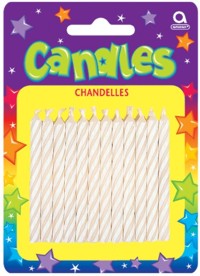 Unbranded Candles: White Candy Stripe Pk24