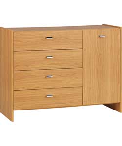 Unbranded Capella 1 Door 4 Drawer Sideboard - Oak Effect