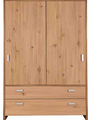 Unbranded Capella 2 Door 2 Drawer Sliding Wardrobe - Pine