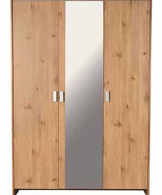 Unbranded Capella 3 Door Mirrored Wardrobe - Pine Effect