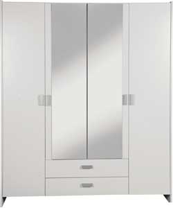 Unbranded Capella 4 Door 2 Drawer Mirrored Wardrobe-Soft