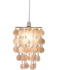 Unbranded Capiz Beaded Pendant Light Shade - Cream