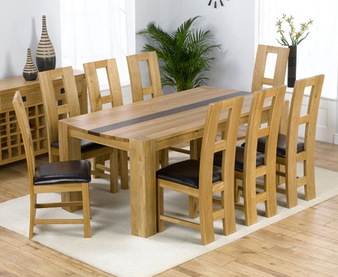 Unbranded Caprino Oak and Walnut Dining Table and 8 Girona