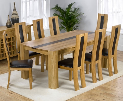 Unbranded Caprino Oak and Walnut Dining Table and 8