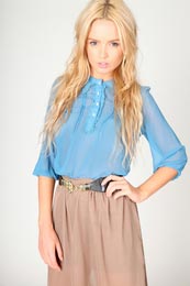 Unbranded Cara Sheer Chiffon Lace Ruffle Blouse