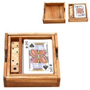 Unbranded Card Game and Dice Wooden Games Set