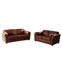 Unbranded Carmelo Large Leather Sofa - Chocolate