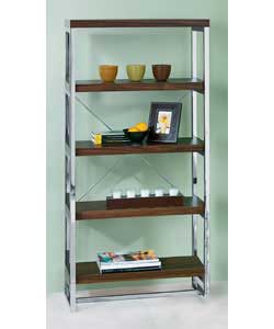 Carnaby Chrome and Walnut Bookcase