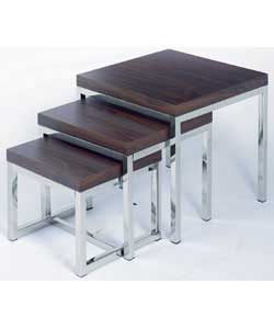 Carnaby Chrome and Walnut Nest of Tables
