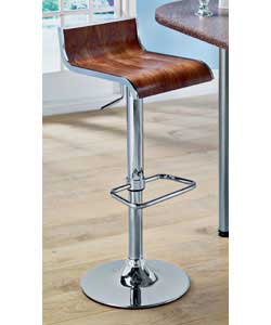 Chrome and dark wood frame with wood seat.Swivel chair with height adjustment.Size (W)Seat 36cm