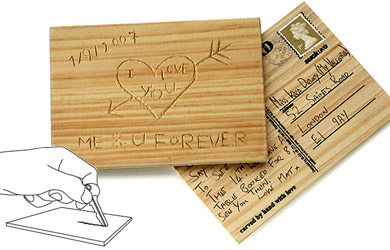 Carve Your Own Card Wooden postcards ready made for you to hand carve your own personal message of l