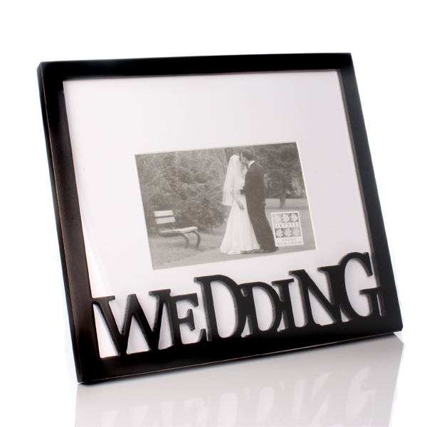 Unbranded Carved Wood Wedding Photo Frame