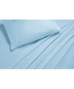 Cashmere Plain Dyed Duo Double Fitted Sheet Set - Blue