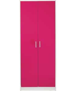 Unbranded Caspian 2 Drawer Wardrobe - Pink and White
