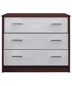 Unbranded Caspian 3 Drawer Chest - White Gloss with Wenge