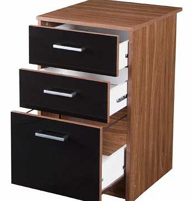 Unbranded Caspian 3 Drawer Filing Cabinet - Walnut and