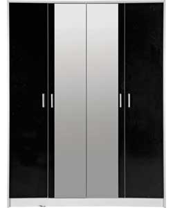 Unbranded Caspian 4 Door Mirrored Wardrobe - White and Black