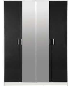 Unbranded Caspian 4 Door Mirrored Wardrobe - White and