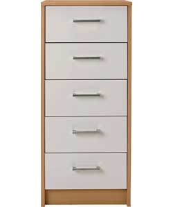 Unbranded Caspian 5 Drawer Chest - Beech and White