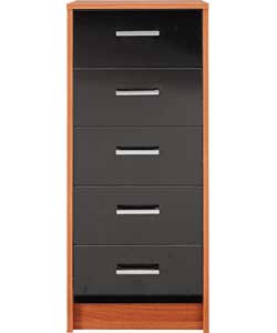 Unbranded Caspian 5 Drawer Chest - Black and Walnut Effect