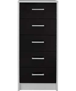 Unbranded Caspian 5 Drawer Chest - Black and White