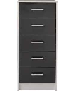Unbranded Caspian 5 Drawer Chest - Graphite and White