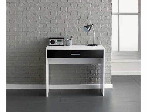 Part of the Caspian collection. this white and black gloss one drawer desk is great for the modern office. Ideal for working on laptops or manually writing on documents and featuring a drawer to help keep you organised. Part of the Caspian collection