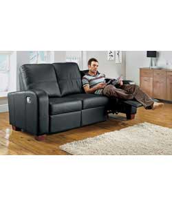 Cassino Large Reclining Leather Sofa - Black