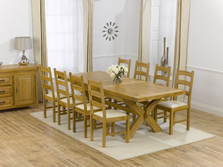Unbranded Castillo Oak Extending Dining Table and 8 Lavena