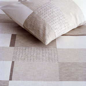 Caymen Check Duvet Cover- Flax- Double