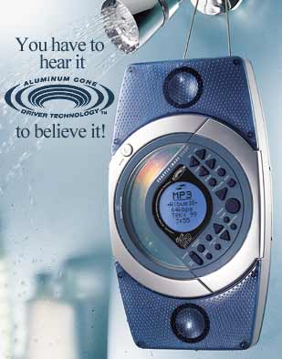 CD Shower Companion Stereo AMFM CD-MP3 with Aluminum Cone Speaker Technology