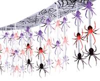 A 3.7m web print ceiling banner with a swarm of dangling spiders