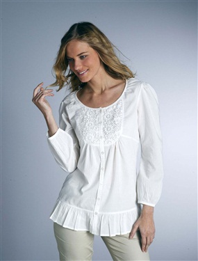 Unbranded Celaia Ladies Long-Sleeved Guipure Voile Blouse