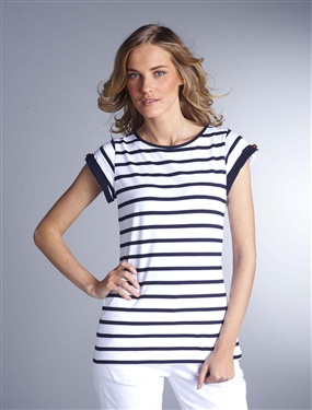 Unbranded Celaia Ladies Striped T-Shirt with Boat Neckline