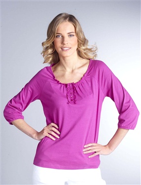 Unbranded Celaia Ladies T-Shirt Top with Gathered Neckline