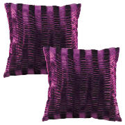 Unbranded Celilia Faux Silk Pleated Cushion, Plum, Twinpack