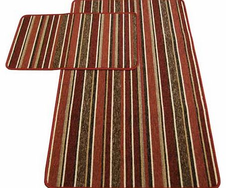 Highly durable multi purpose runner and mat woven with a bold multi stripe design. Featuring a slip resistant backing for added safety on hard surfaces. 100% polypropylene. 30?C machine washable. Size L57. W40cm. Size of runner L150. W57cm. Weight 1.