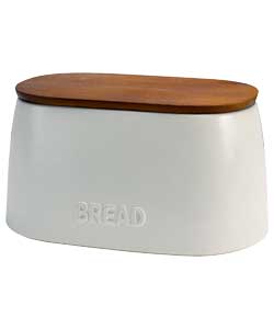 Unbranded Ceramic Bread Bin With Wooden Lid