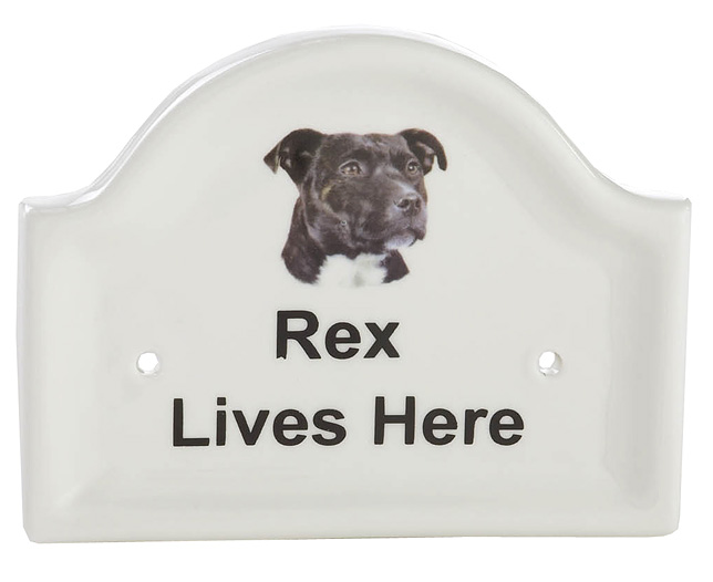 Unbranded Ceramic Dog Sign - Staffordshire Bull Terrier Black