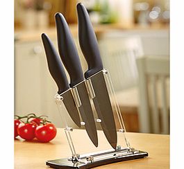 Unbranded Ceramic Knife Set and Acrylic Block (Buy Both