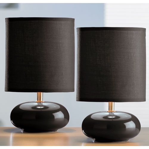 Unbranded Ceramic Peble Lamp Black Twin Pack