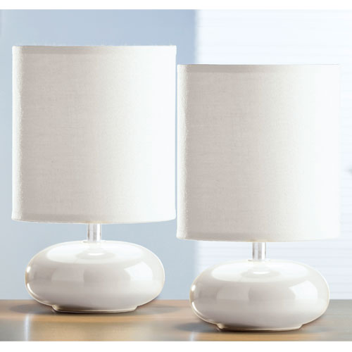 Unbranded Ceramic Peble Lamp White Twin Pack