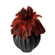 Unbranded Ceramic Ribbed Vase With Dahlia Claret