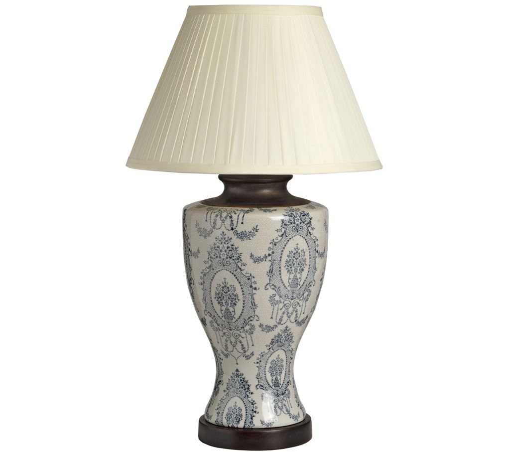 Unbranded Ceramic Table Lamp With Pleated Shade