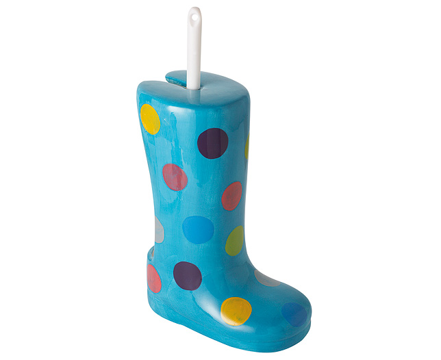 Unbranded Ceramic Wellie Boot Toilet Brush Holder - Blue