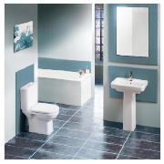 The Chambery Standard Bathroom suite with an acrylic bath and bath/shower mixer tap has a ceramic ba
